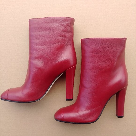 Agnona Italy soft red leather high heel ankle boots size 39 - Picture 12 of 16